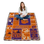 customized clemson tigers helmet passion orange quilt blanket best selling
