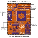 customized clemson tigers helmet passion orange quilt blanket best selling