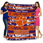 customized clemson tigers layered florals orange white quilt blanket best selling