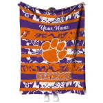 customized clemson tigers layered florals orange white quilt blanket best selling