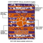 customized clemson tigers layered florals orange white quilt blanket best selling