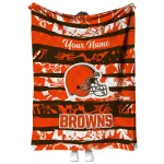 customized cleveland browns layered florals brown white quilt blanket best selling