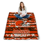 customized cleveland browns layered florals brown white quilt blanket best selling