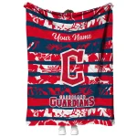 customized cleveland guardians layered florals navy blue white quilt blanket best selling