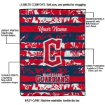 customized cleveland guardians layered florals navy blue white quilt blanket best selling