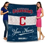 customized cleveland guardians snoopy victory navy blue white quilt blanket best selling