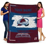 customized colorado avalanche grunge patch burgundy white quilt blanket best selling