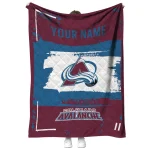 customized colorado avalanche grunge patch burgundy white quilt blanket best selling