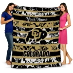 customized colorado buffaloes layered florals gold white quilt blanket best selling