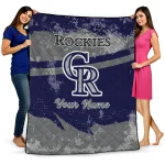 customized colorado rockies brushstroke layers blue quilt blanket best selling