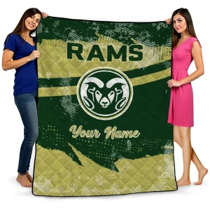 customized colorado state rams brushstroke layers green quilt blanket best selling