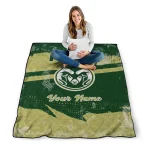 customized colorado state rams brushstroke layers green quilt blanket best selling