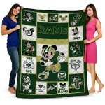 customized colorado state rams mickey crimson green white quilt blanket best selling