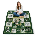 customized colorado state rams mickey crimson green white quilt blanket best selling