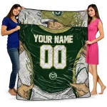 customized colorado state rams player sketch green gray quilt blanket best selling