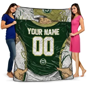customized colorado state rams player sketch green gray quilt blanket best selling