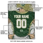 customized colorado state rams player sketch green gray quilt blanket best selling