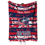 customized columbus blue jackets layered florals navy blue white quilt blanket best selling