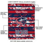 customized columbus blue jackets layered florals navy blue white quilt blanket best selling