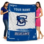 customized creighton bluejays grunge patch blue white quilt blanket best selling
