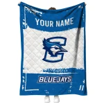 customized creighton bluejays grunge patch blue white quilt blanket best selling