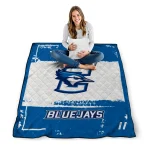 customized creighton bluejays grunge patch blue white quilt blanket best selling