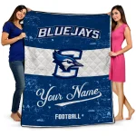 customized creighton bluejays hibiscus burst blue white quilt blanket best selling
