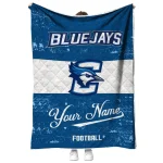 customized creighton bluejays hibiscus burst blue white quilt blanket best selling