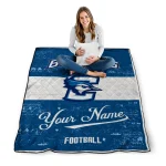 customized creighton bluejays hibiscus burst blue white quilt blanket best selling