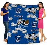 customized creighton bluejays mickey football blue quilt blanket best selling
