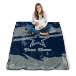 customized dallas cowboys brushstroke layers blue quilt blanket best selling