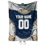 customized dallas cowboys player sketch blue gray quilt blanket best selling