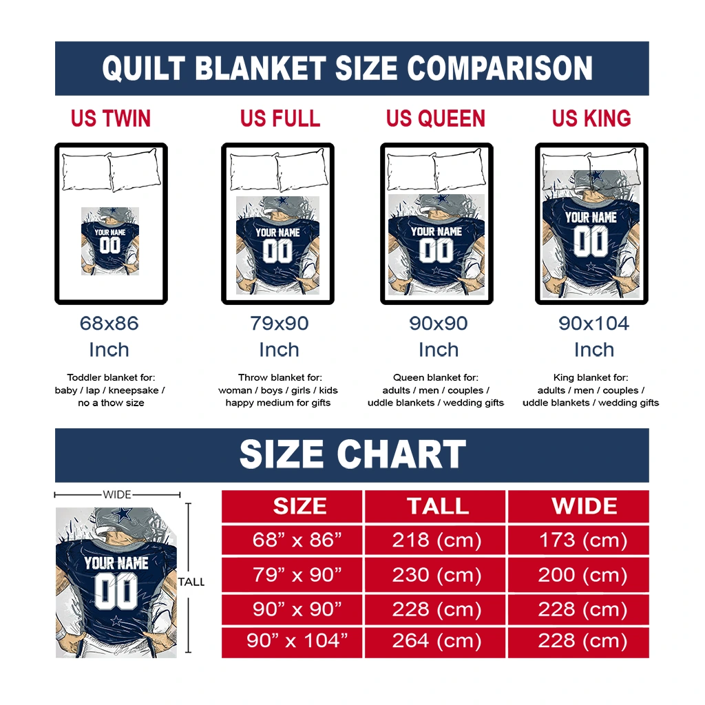 customized dallas cowboys player sketch blue gray quilt blanket new arrival customized dallas cowboys player sketch blue gray quilt blanket new arrival