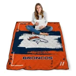 customized denver broncos grunge patch orange white quilt blanket best selling
