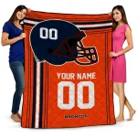 customized denver broncos helmet theme orange quilt blanket best selling