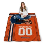 customized denver broncos helmet theme orange quilt blanket best selling