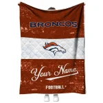 customized denver broncos hibiscus burst orange white quilt blanket best selling