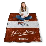 customized denver broncos hibiscus burst orange white quilt blanket best selling