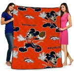 customized denver broncos mickey football orange quilt blanket best selling