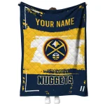 customized denver nuggets grunge patch blue white quilt blanket best selling