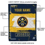 customized denver nuggets grunge patch blue white quilt blanket best selling