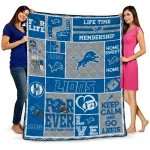 customized detroit lions helmet passion blue quilt blanket best selling
