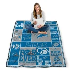 customized detroit lions helmet passion blue quilt blanket best selling