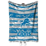 customized detroit lions layered florals blue white quilt blanket best selling