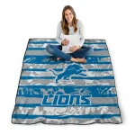 customized detroit lions layered florals blue white quilt blanket best selling