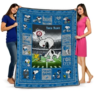 customized detroit lions snoopy coach blue quilt blanket best selling