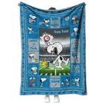 customized detroit lions snoopy coach blue quilt blanket best selling