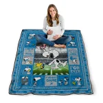 customized detroit lions snoopy coach blue quilt blanket best selling