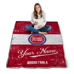 customized detroit pistons helmet fan red white quilt blanket best selling