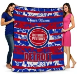 customized detroit pistons layered florals red white quilt blanket best selling